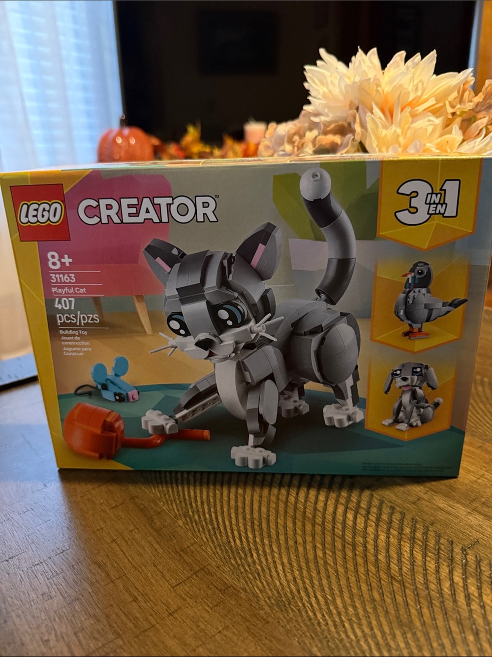 LEGO Playful Cat Building Set - Gray and Pink Accents